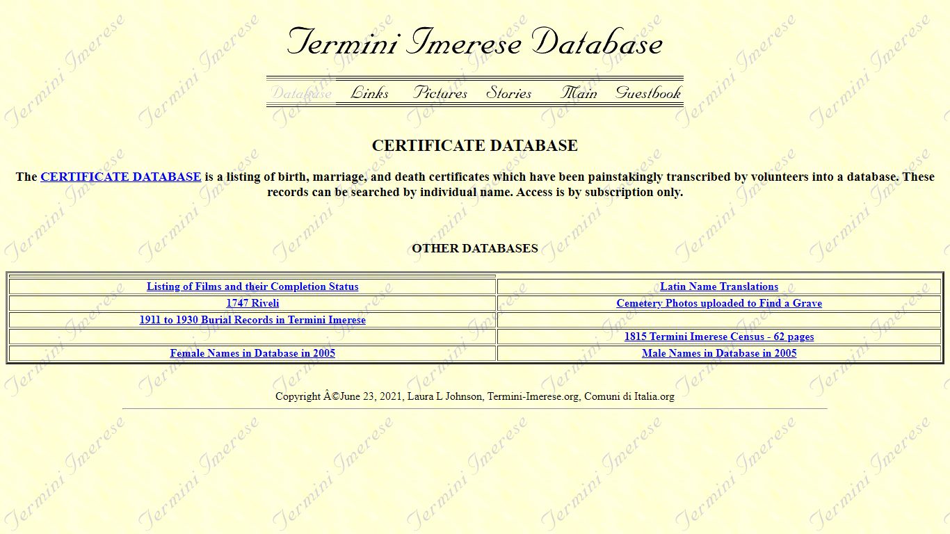 Termini Imerese Database