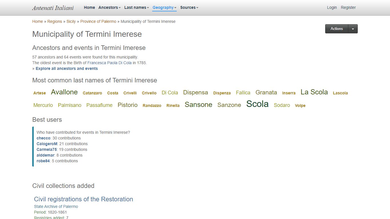 Genealogy researches in Termini Imerese, Italy - Antenati Italiani