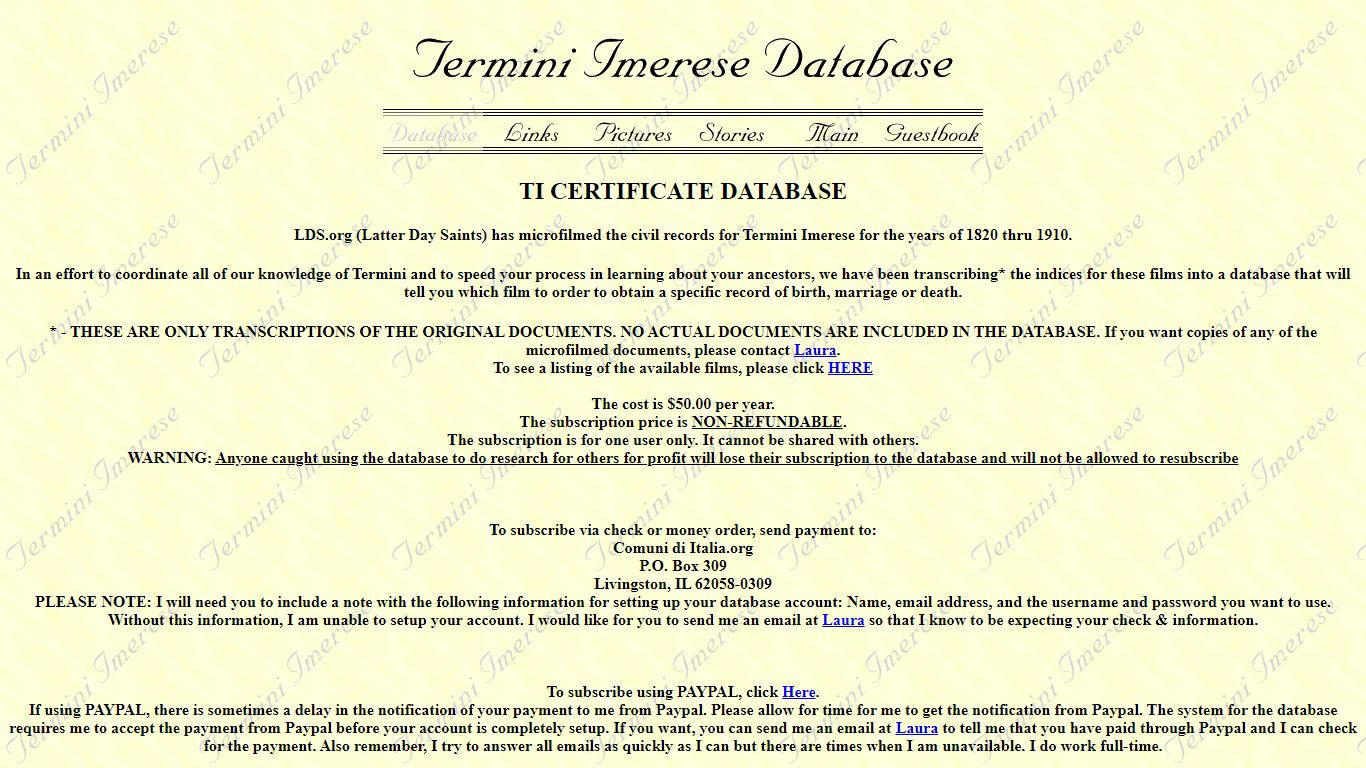 Termini Imerese Database